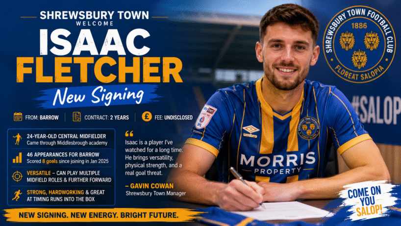 ChatGPT Image Jun 17 2026 10 07 27 PM Barrow Midfielder Fletcher Joins Shrewsbury Town
