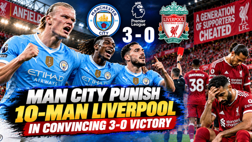 Manchester City Triumphs at Anfield Man City Punish 10-Man Liverpool in Convincing 3-0 Victory